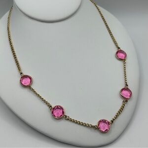 Stylish Gold Necklace with Pink Accents